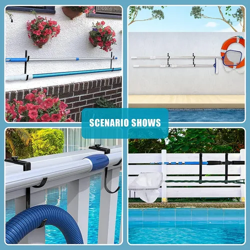 Vista 7 de 2 ganchos ajustables para postes de piscina, ganchos de metal para vallas, soporte de herramientas de piscina para postes telescópicos