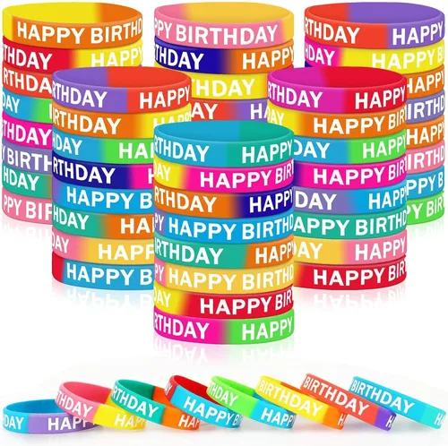 Vista 26 de JUNEBRUSHS 64 piezas de pulseras de silicona para fiesta del 100º día de escuela