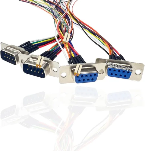Vista 4 de Lsgoodcare 4 conectores RS232 DB9 Serial VGA 9 Pin Hembra 2 filas Tipo de soldadura Enchufe D-SUB Macho Conector de enchufe con cable de 11.81