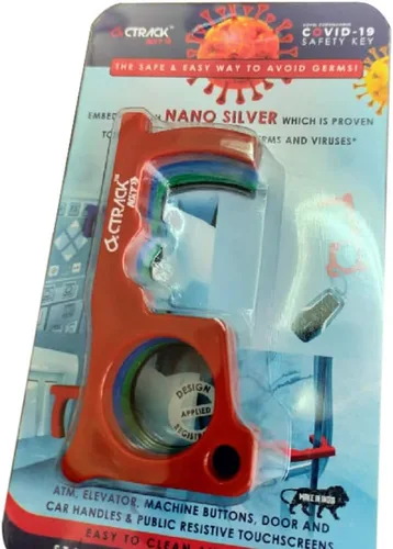 Vista 3 de Herramienta sin llave táctil para distanciamiento social, llave de seguridad nano-plata para protección (juego de 4)