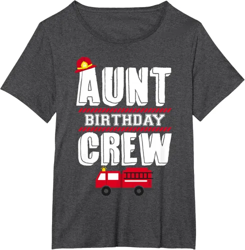 Vista 30 de Aunt Birthday Crew Fire Truck Fireman - Camiseta para fiesta de acogida, Negro, S