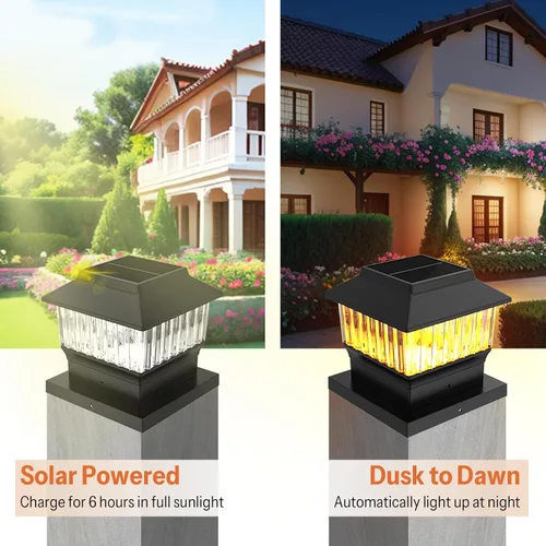 Vista 4 de Luz solar única para punta de poste - Moderna #1: Se ajusta a vinilo 4x4 real, postes de madera 4x4 y 6x6, 3 temperaturas de color, 50 lúmenes