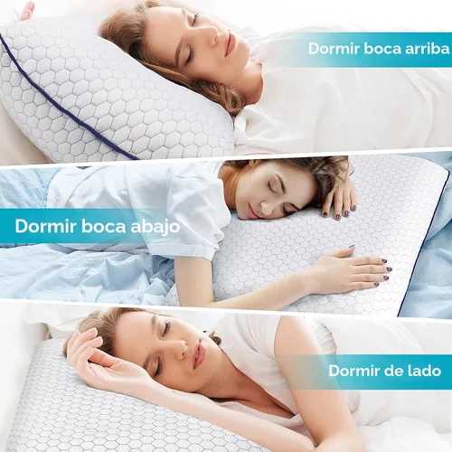 Vista 6 de CushyOasis - Almohadas de espuma viscoelásticas para dormir de lado, espalda y boca abajo, almohada de cama con funda lavable y malla transpirable