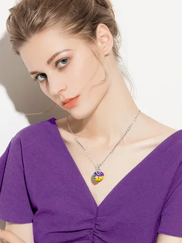 Vista 4 de PLATO H 3 Heart Crystal Necklace for Women Gifts for her Pendant Crystal Jewelry Necklace for Girl Wedding Gifts for Anniversary Day Mother's Day