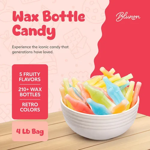 Vista 2 de Caramelo de botella de cera – Bebida retro a granel de 4 libras – Caramelo nostálgico de la vieja escuela – 210 piezas