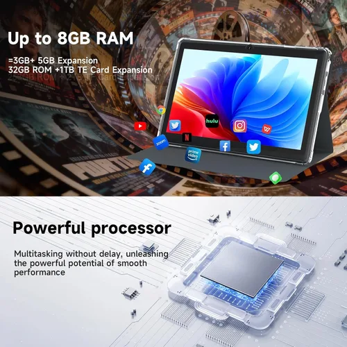 Vista 4 de PEICHENG Tablet Android 14.0 de 7", RAM 8GB(3+5Expand)+32GB ROM, Tabletas, Cámara Dual, Pantalla IPS de 1024 x 600, Expansión de 1TB, Tablet