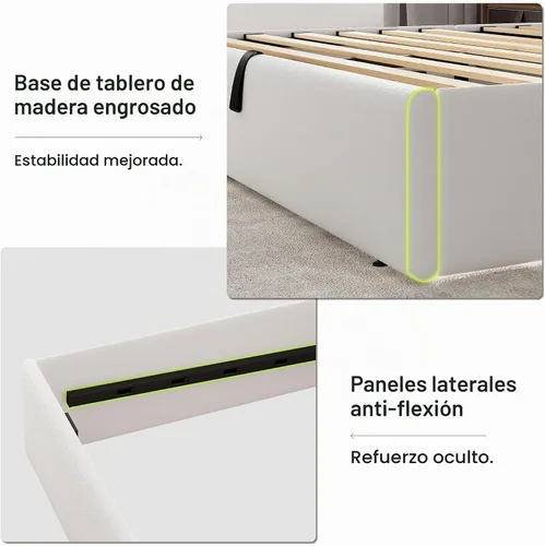 Vista 7 de Feonase Marco de Cama de Almacenamiento Elevable de Tamaño Completo, Marco de Cama Plataforma Tapizado en Terciopelo con Cabecera Wingback