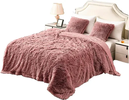Vista 12 de YUSOKI manta de piel sintética extrasuave con pelos largos, transpirable, de 50 x 60 pulgadas, mullida, acogedora y cómoda, de microfibra de lujo