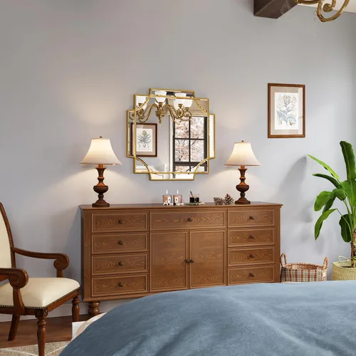 Vista 4 de Kelly Miller Espejo de pared decorativo con borde festoneado de lámina