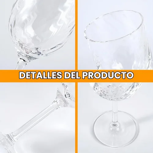 Vista 3 de KOXIN-KARLU Vasos de vino con tallo de plástico irrompibles clásicos de 14 onzas, vasos de acrílico multiusos, juego de 6 transparentes