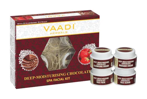 Vista 2 de Vaadi Herbals Kit facial – Kit facial de spa de chocolate y fresa – TODO Natural – Adecuado para todo tipo de piel y tanto para hombres como