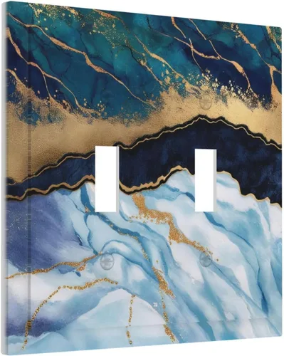 Vista 99 de Abstracto de Lujo Azul Dorado con Brillo de Mármol 1 Gang Cubiertas de Tomacorrientes Dúplex Decorativas Cubiertas de Interruptores de Luz