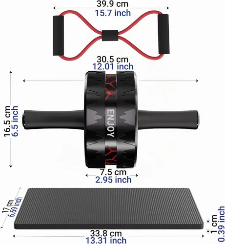 Vista 6 de Readaeer Rueda de rodillo abdominal, kit de ruedas de ejercicio abdominal con rodillo abdominal, bandas de resistencia, alfombrilla de rodilla