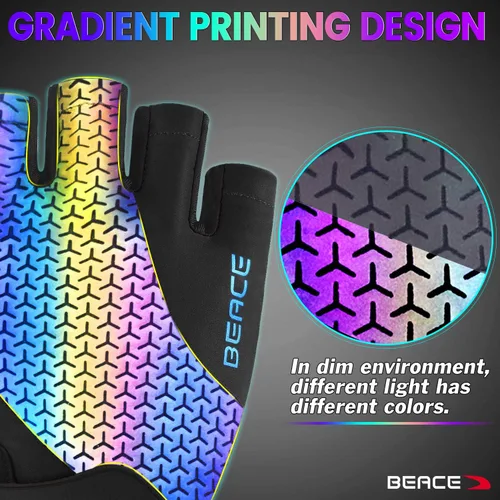 Vista 2 de BEACE Guantes de ciclismo, guantes de ciclismo, guantes de ciclismo de medio dedo, guantes de bicicleta de carretera para hombres y mujeres, 0.197