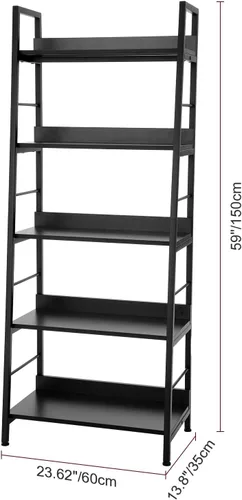 Vista 3 de Homdox Estantería de escalera de 5 niveles, estantería industrial de madera y metal, soporte para plantas y flores, estante de almacenamiento