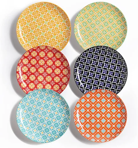Vista 7 de Metahom Platos de cerámica de 10 pulgadas, juego de platos de porcelana azul y blanca, platos para servir pasta, panqueques, carne, ensalada, juego