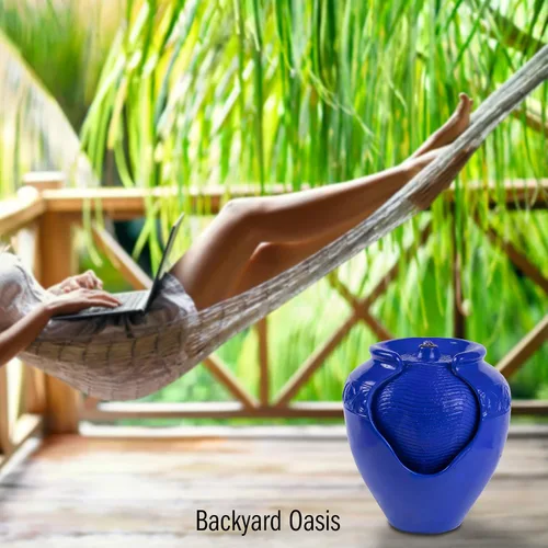 Vista 5 de Pure Garden - Fuente de agua para frascos, para interiores o exteriores, con aspecto de cerámica, función de agua de resina con bomba eléctrica