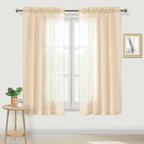 Vista 82 de DWCN Cortinas Transparentes Aqua de Voile Semitransparente con Bolsillo para Barra para Dormitorio y Sala de Estar, 36 x 36 pulgadas de Largo, Juego