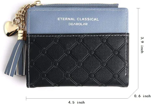 Vista 3 de Cartera para mujer, pequeña, compacta, plegable, cartera RFID, tarjetero para tarjetas de crédito, mini cartera de bolsillo plegable