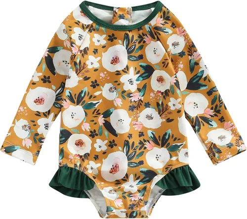 Vista 49 de MERSARIPHY Traje de baño de una pieza para niña pequeña, traje de baño de manga larga, traje de baño para niñas