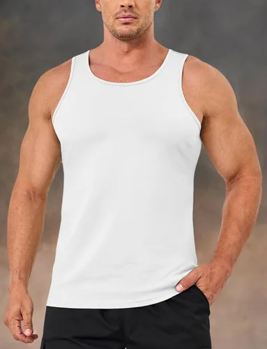 Vista 7 de MAGCOMSEN Mens Workout Tank Tops Muscle Athletic Gym Cotton Undershirt Sleeveless Shirts