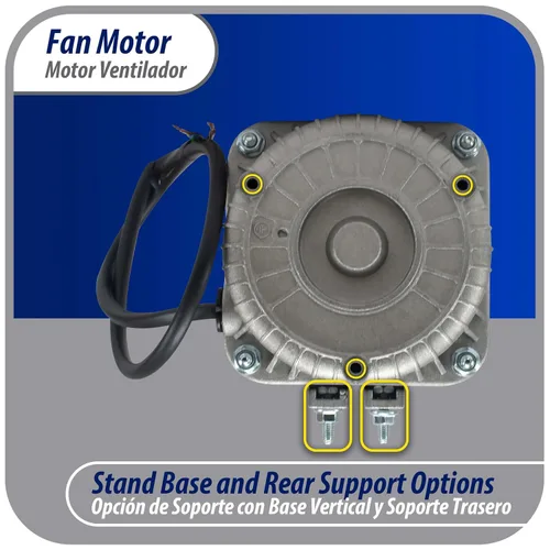 Vista 6 de Appli Parts APFM-341E Motor de condensador y evaporador de refrigeración de 34W 115V 60Hz 1.5A 1450rpm incluye base y aspa de ventilador de aluminio