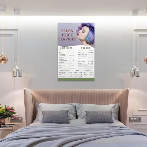 Vista 8 de NaskOn Póster de lista de precios de salón de belleza, servicio de precios de peluquería, arte de pared, arte de belleza y peluquería, regalo