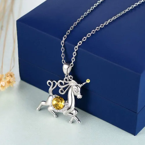 Vista 7 de Dorella Regalos de cumpleaños para ella, collar de plata de ley 925, piedras natales de septiembre y octubre, zafiro azul, rosa, turmalina, joyería