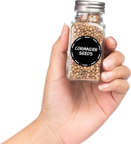Vista 3 de Lovable Labels Etiquetas para tarros de especias de pizarra – 200 preimpresas + 25 calcomanías en blanco para escribir aptas para lavavajillas e