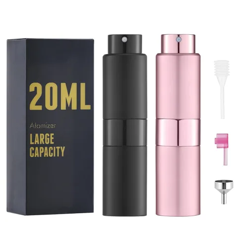 Vista 8 de Botella de perfume de viaje recargable 0.7 fl oz, atomizador de spray de colonia grande, negro
