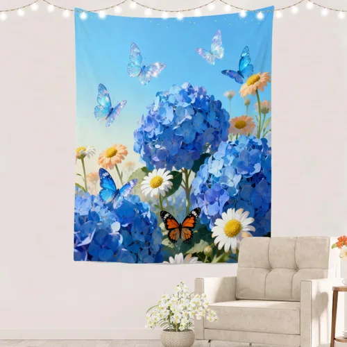 Vista 38 de Batmerry Peaceful Retreat Beautiful Landscape Polyester Tapestry, Blooming Garden Setting Lightweight Wall Hanging High-Definition Print Backdrop