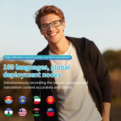 Vista 2 de Gafas inteligentes GenXenon con IA, Traductor con IA impulsado por ChatGPT con traducción en tiempo real (160+ idiomas), Cancelación de ruido
