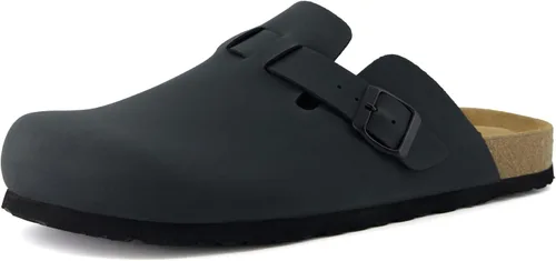 Vista 9 de CUSHIONAIRE Haze Zuecos para hombre, cómodos zuecos sin cordones para hombre con soporte de arco y plantilla de gamuza de corcho, zapatos perfectos