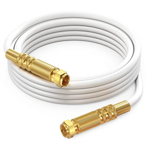 Vista 29 de Cable coaxial RG6, triple blindado, sin oxígeno, cable de cobre para TV, Internet y más, cable coaxial flexible de 1.5 pies, color blanco