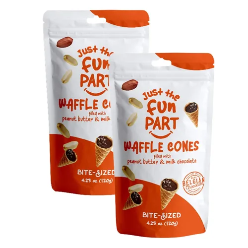 Vista 16 de Just The Fun Part Mini conos de gofre crujiente de tamaño bocado Rellenos con chocolate belga premium Excelentes para bocadillos, postres