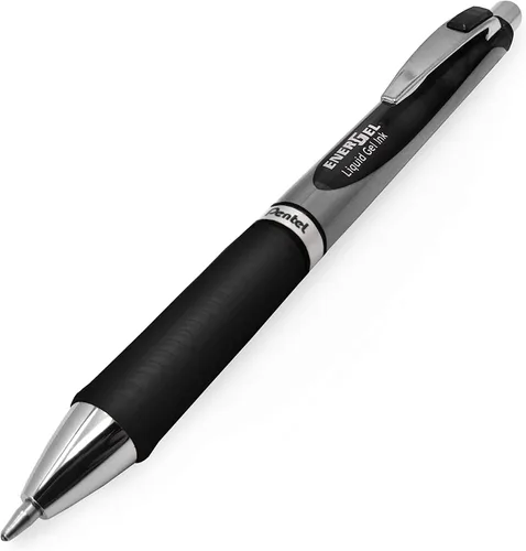 Vista 2 de Pentel Energel - Bolígrafo de tinta de gel líquido, punta gruesa RTX retráctil Deluxe de 0.039 pulgadas, punta de metal, paquete a granel de 12; 6
