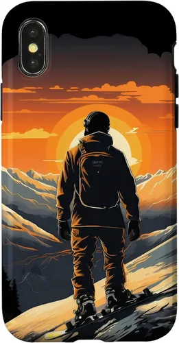 Vista 5 de Snowboarding Snowboard Snowboarder Mountain Sunset Case for iPhone 17