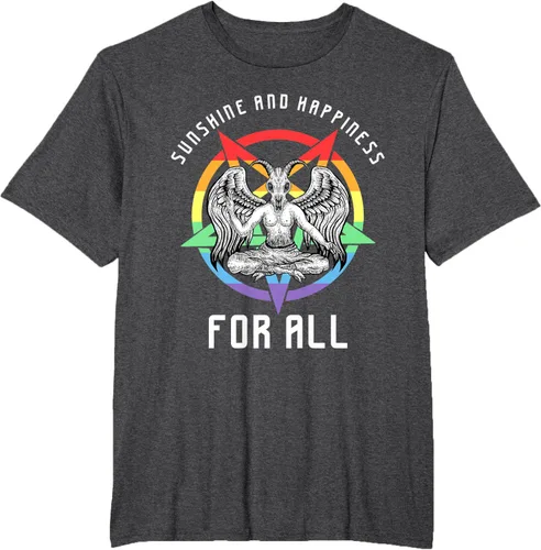 Vista 18 de Funny Sunshine and Happiness for All LGBT Gay Pride Baphomet Camiseta Negro