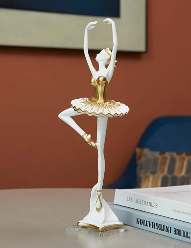 Vista 8 de HAUCOZE Estatua de bailarina de bailarina, escultura de yoga, decoración moderna del hogar, regalo para sala de estar, oficina, poliresina, 12