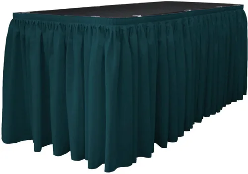 Vista 29 de LA Linen Falda de mesa de popelina de poliéster para mesas rectangulares, tela plisada para banquetes de boda, 14 pies por 29 pulgadas de largo