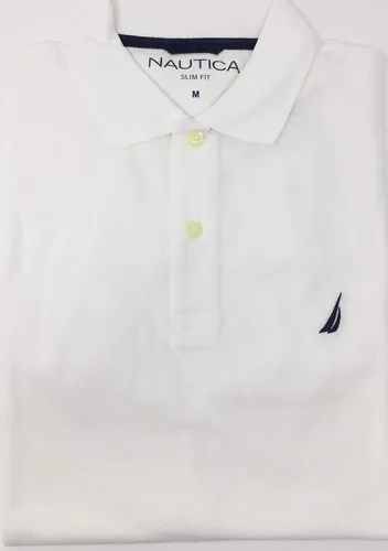 Vista 2 de Nautica Polo de malla para hombre slim fit (XL, blanco), Blanco