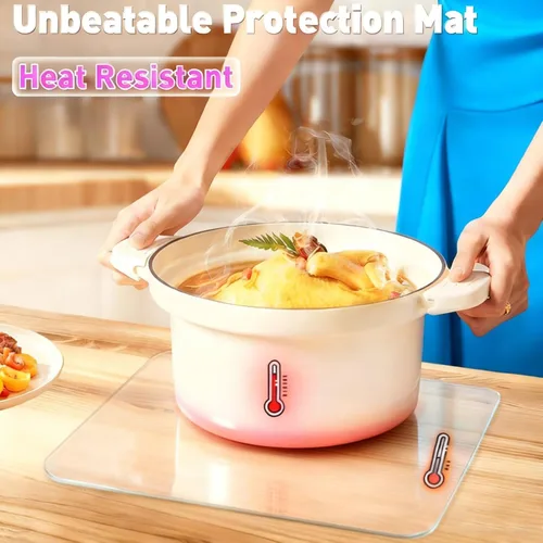 Vista 4 de Clear Place Mat for Kitchen Counter, 12”x 16”(1MM) Non-Slip Countertop Protector Liner, Small Non-Stick Baking Mat, Heat Resistant Placemat for
