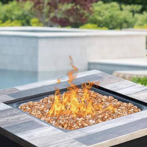 Vista 5 de GasSaf Diamonds - Vidrio de fuego para fogón de gas o propano, chimenea y paisajismo, 10 libras, 1 pulgada (lustre rosa)
