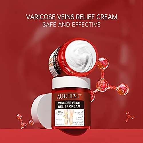 Vista 6 de AUQUEST 2.82 oz Pies Varices Crema Tratamiento Aliviar Capilares Dilatados Eliminación Flebitis Araña Pierna Venas Varices Crema