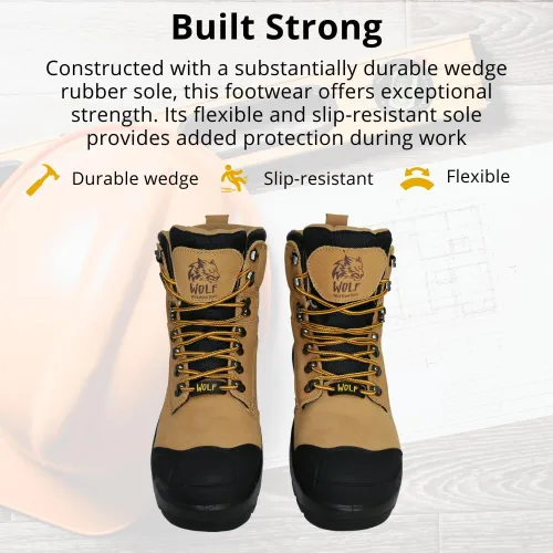 Vista 9 de WOLF Work Boot 100% Waterproof Genuine Leather Oil, Impact, Compression & Puncture Resistant Electrical Hazards Non-Slip Sole Padded