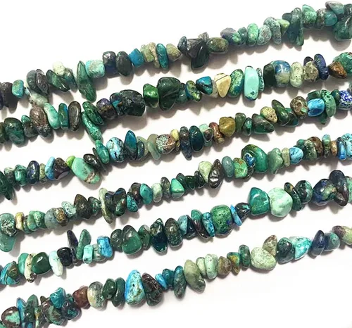 Vista 3 de Cuentas de piedras preciosas naturales de finchenita de azurita de 0.315 a 0.315 pulgadas, cristales curativos, pulseras de cintura, kit de collar