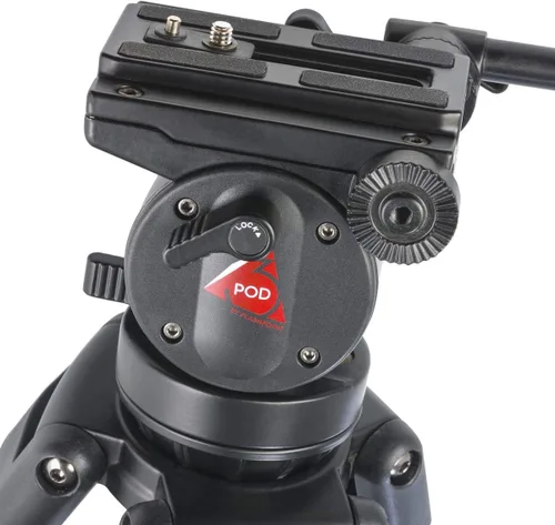Vista 8 de 3Pod V3AH - Trípode de video de aluminio de 3 secciones para cámara, trípode profesional para cámara con cabezal fluido de 2 vías, esparcidor