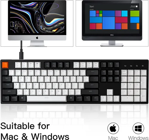 Vista 4 de Keychron C2 - Teclado mecánico de juegos con cable de 104 teclas para Mac con interruptor rojo Gateron G Pro retroiluminación LED blanca teclas ABS
