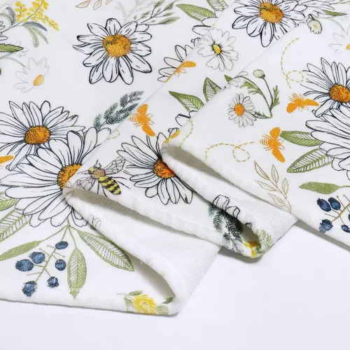 Vista 7 de Tupmnbry Manta floral de margaritas y girasoles, manta de franela súper suave, manta de cama ligera y esponjosa para cama, sofá y viajes, 50 x 60