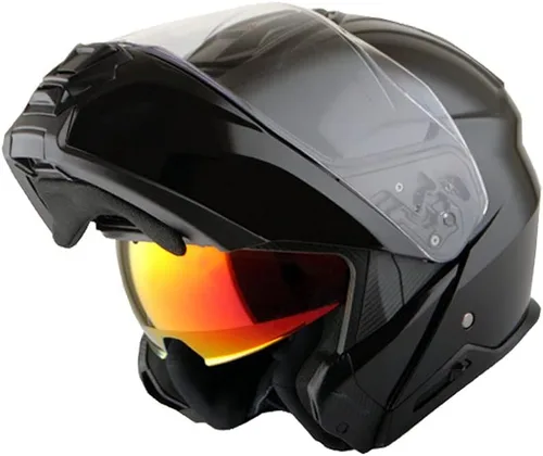 Vista 12 de Martian Casco modular de cara completa para motocicleta, protector solar con doble visera: HG362 azul amarillo